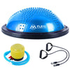 Flexi Muscles blue balance ball with textured dome, detachable resistance bands and foot pump