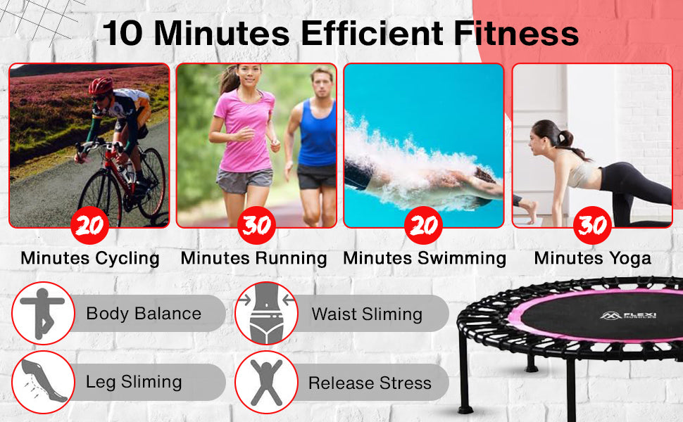 40" Rebounder Fitness Trampoline with Adjustable Handle Bar
