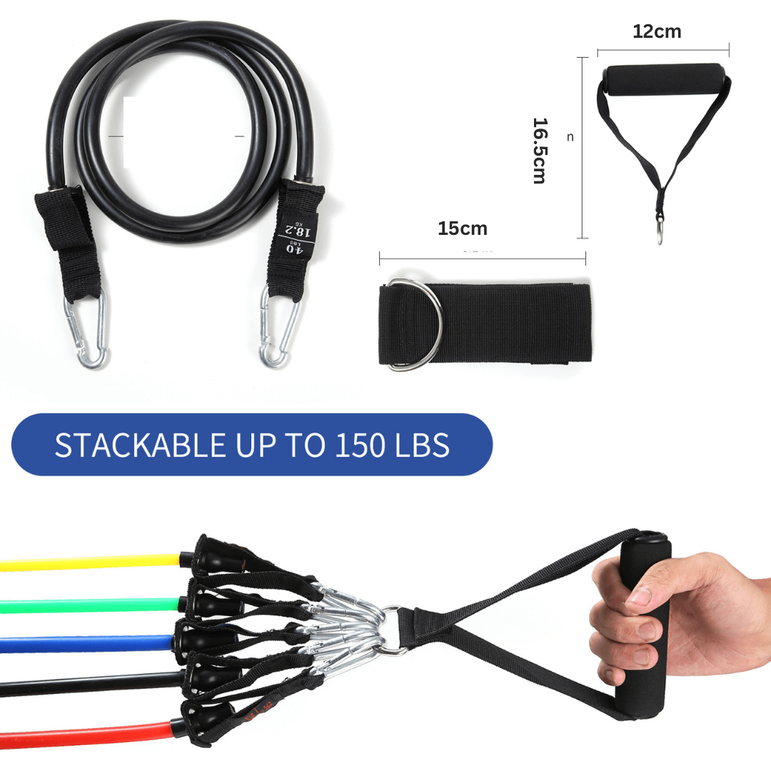 Resistance Bands Set with Handles, & Door Anchor (150LBS)
