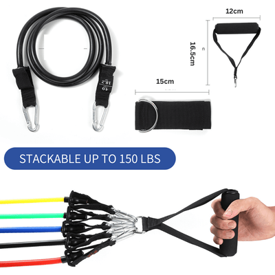 Resistance Bands Set with Handles, & Door Anchor (150LBS)