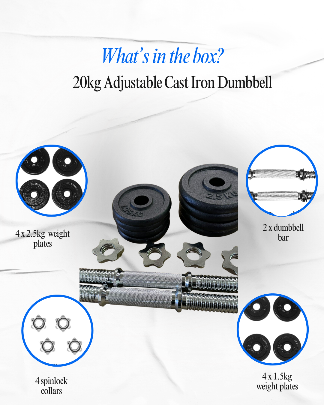 Adjustable Barbell Cast Iron Dumbbells Set for Home & Gym