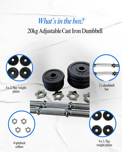 Adjustable Barbell Cast Iron Dumbbells Set for Home & Gym