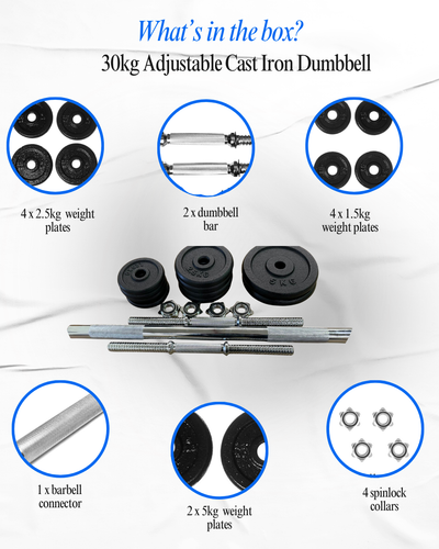 Adjustable Barbell Cast Iron Dumbbells Set for Home & Gym