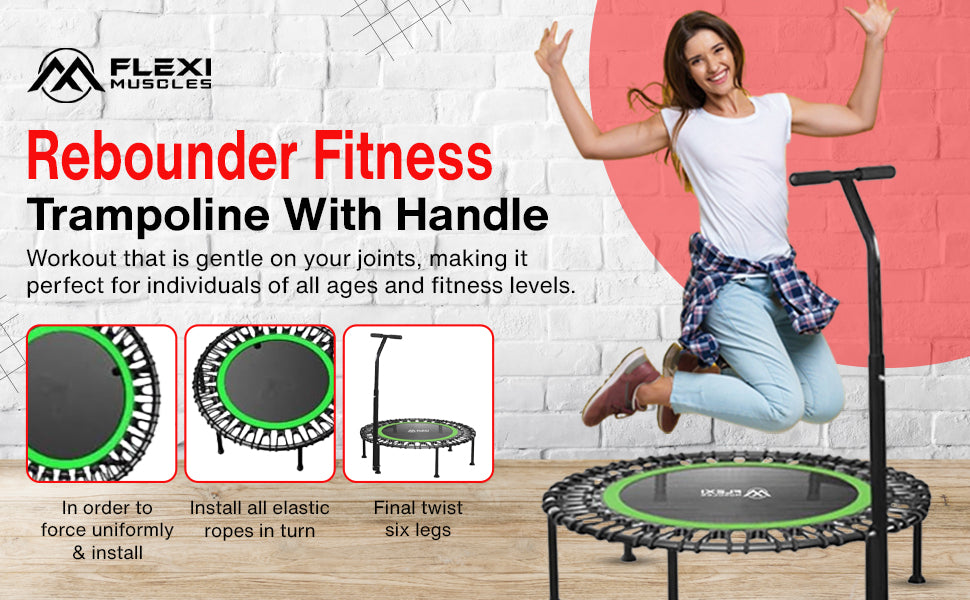 40" Rebounder Fitness Trampoline with Adjustable Handle Bar