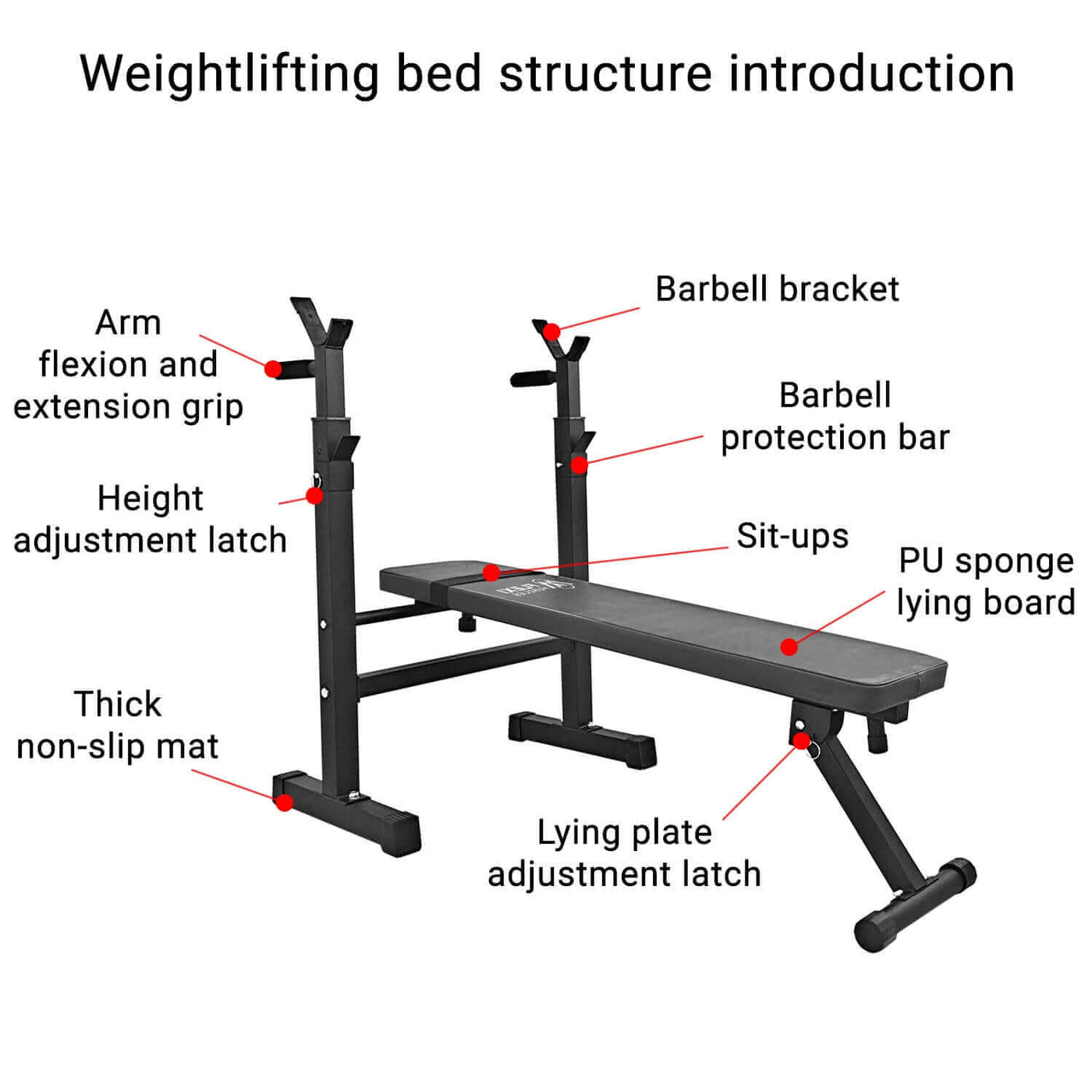 Height Bench Press Bar And Rack Flexi Muscles Weight Lifting Bench