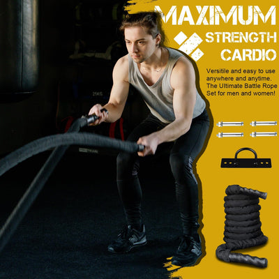 Flexi Muscles – 38mm Thick Battle Ropes for Exercise Workout with Anchor.