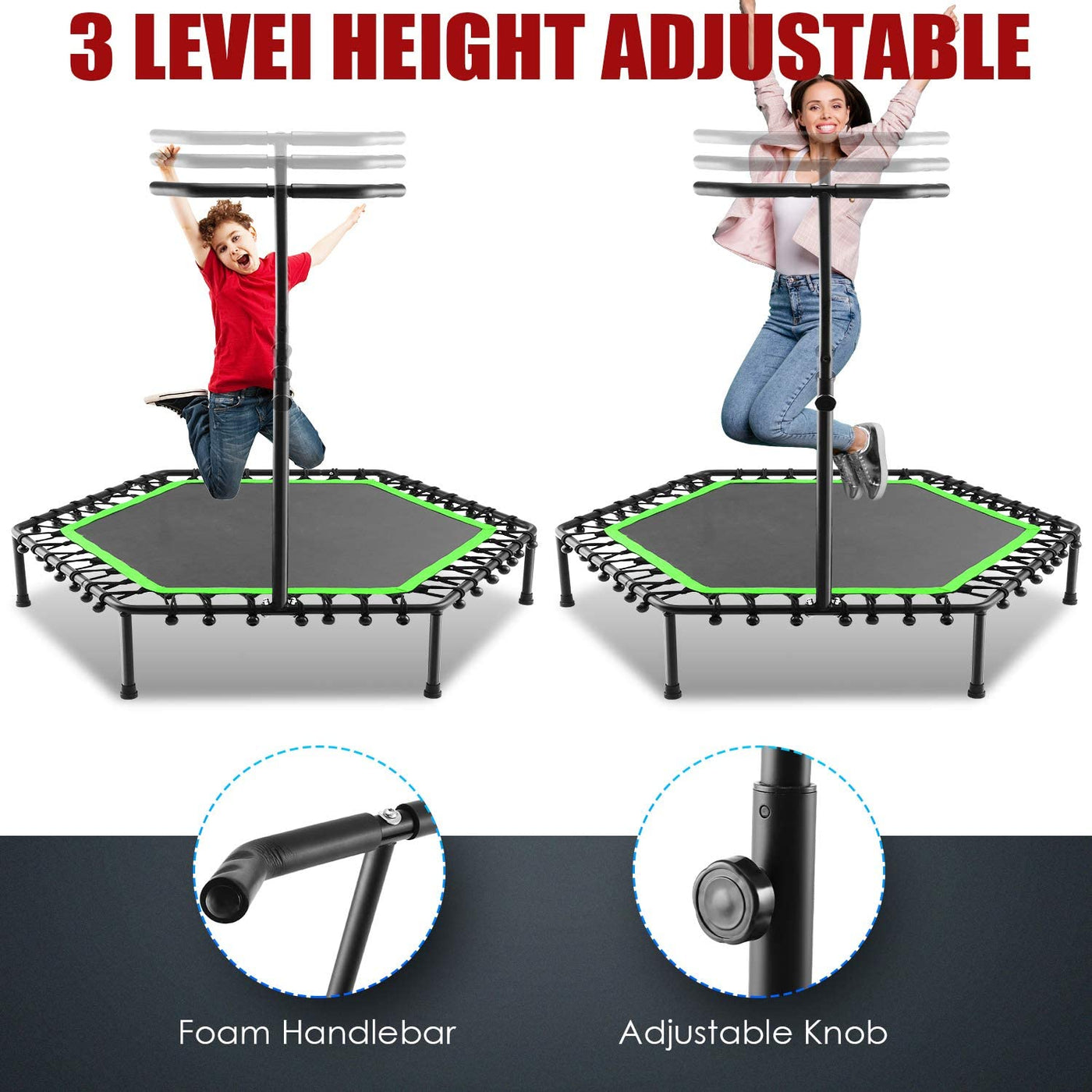 Flexi Muscles - Rebounder Fitness Trampoline with Handle Bar