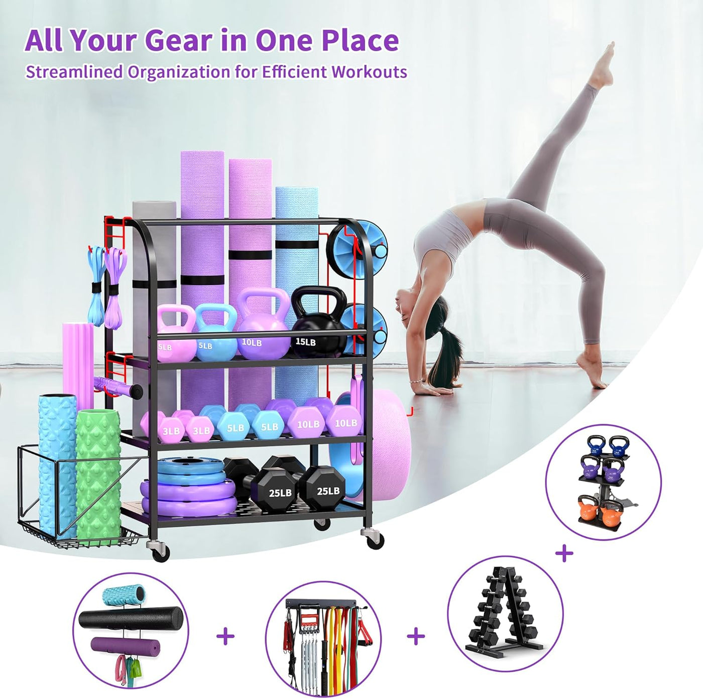 Flexi Muscles - Multi-Purpose Home Gym Equipment Storage Rac