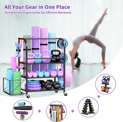 Flexi Muscles - Multi-Purpose Home Gym Equipment Storage Rac