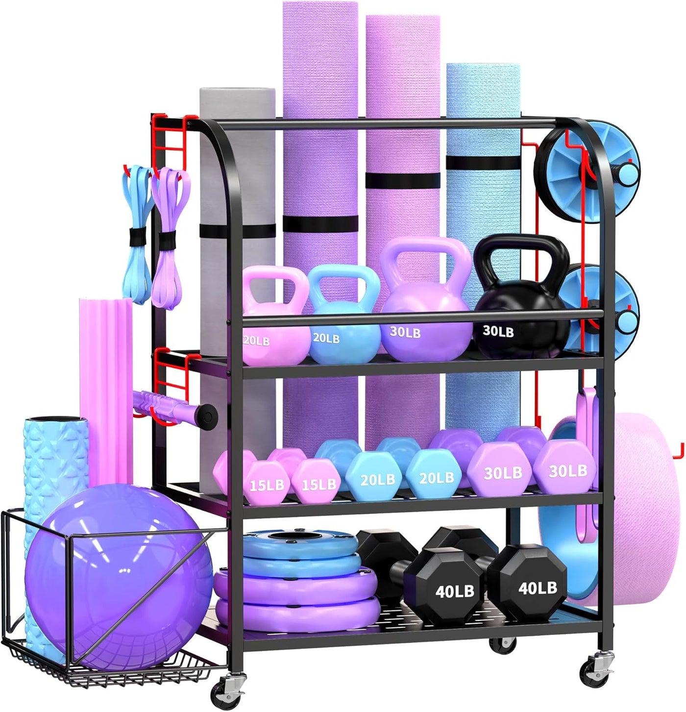 Flexi Muscles - Multi-Purpose Home Gym Equipment Storage Rac