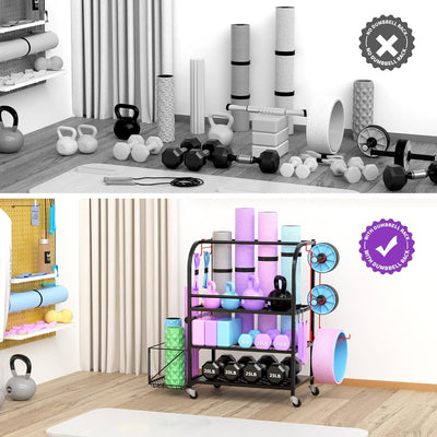 Flexi Muscles - Multi-Purpose Home Gym Equipment Storage Rac