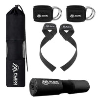 Barbell Pad, Ankle Straps, and Lifting Straps Combo