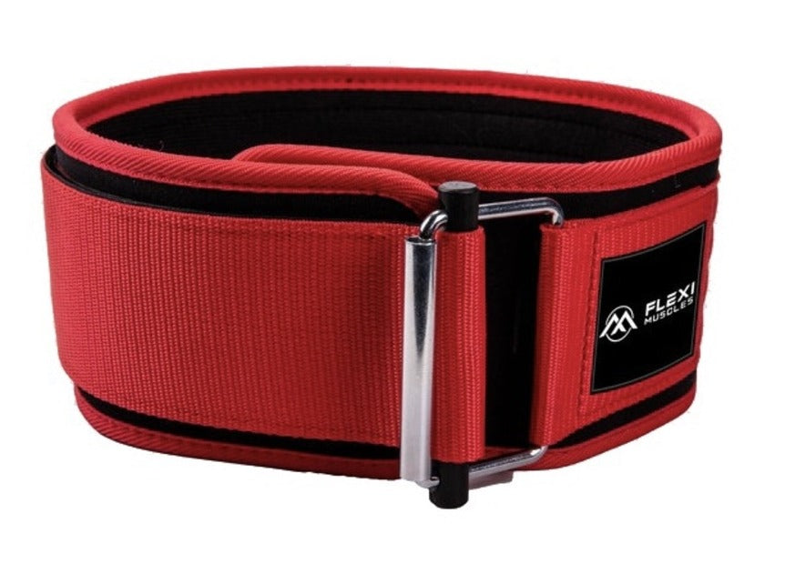 Flexi Muscles - Self-Locking Gym Belt for Power Lifting - Red.