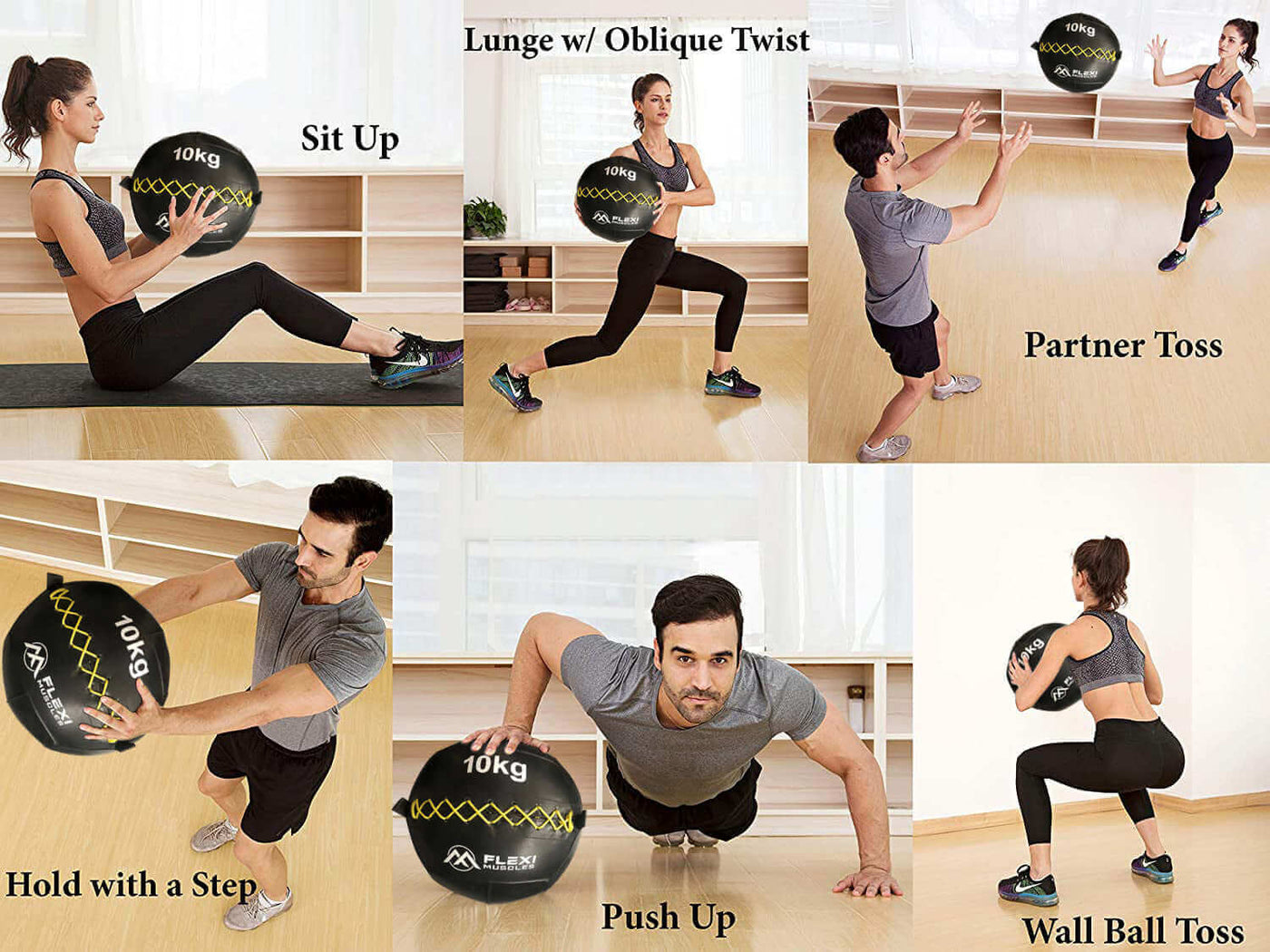 Flexi Muscles -Leather Medicine Ball for Full Body Workout.