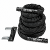 Flexi Muscles 38mm battle rope with black nylon protective sleeve, wall anchor bracket and bolts