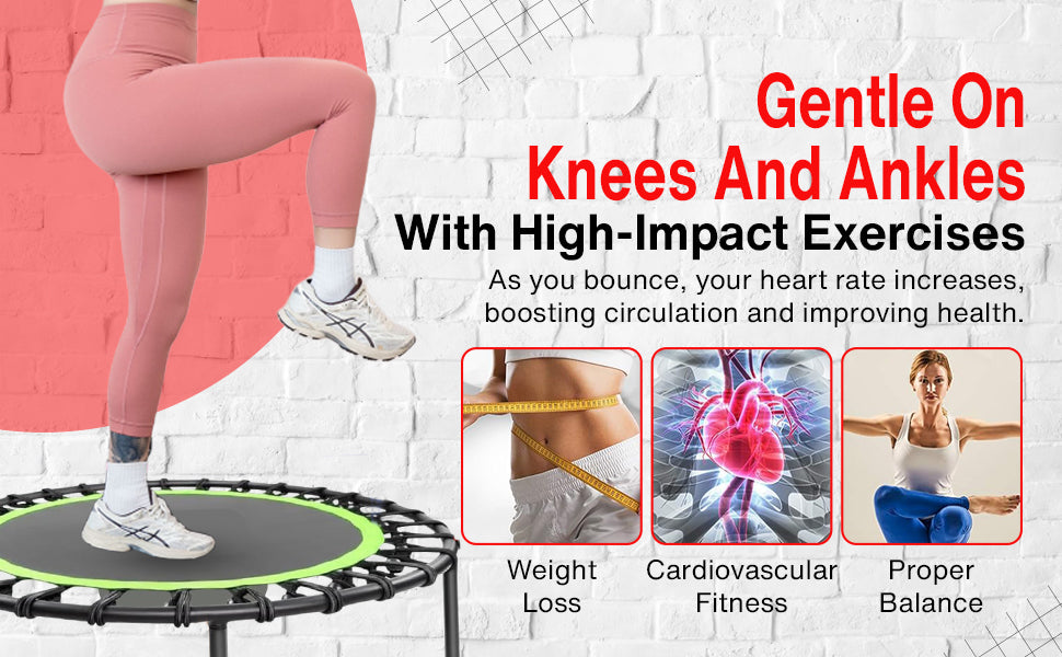 40" Rebounder Fitness Trampoline with Adjustable Handle Bar