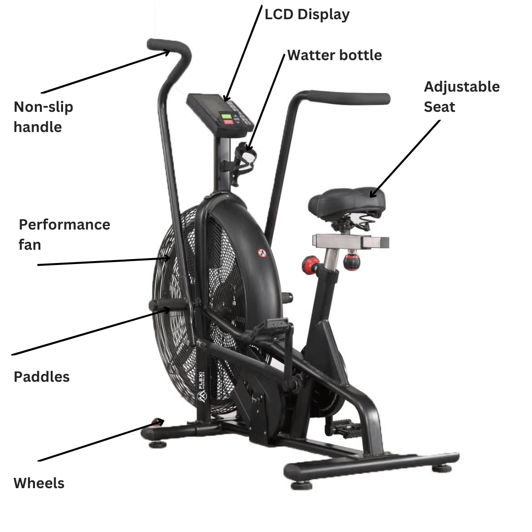 Flexi Muscles - Air-Resistance Exercise Fan Bike with for Indoor Cycling