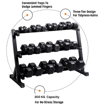 Flexi Muscles - 3 Tier Weight Storage Rack for Dumbbells