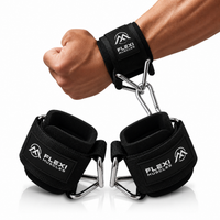 Flexi Muscles - Wrist Cuffs for Cable Machines, Adjustable Gym Wrist Cuffs with Dual D-Rings & 8mm Neoprene Padding, Cable Wrist Straps Gym Attachment for Lateral Raises.