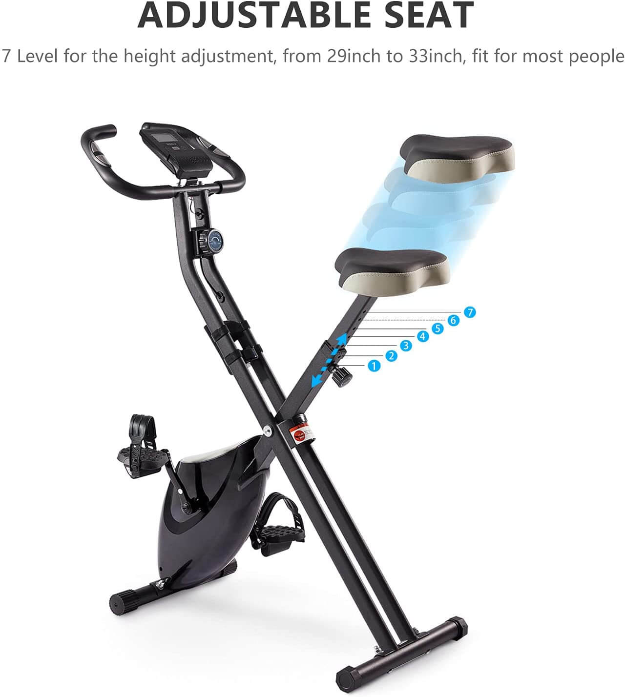 Flexi Muscles – Foldable exercise bike with multiple resistance levels.