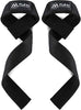 Flexi Muscles lifting straps in black cotton with padded neoprene wrist loops